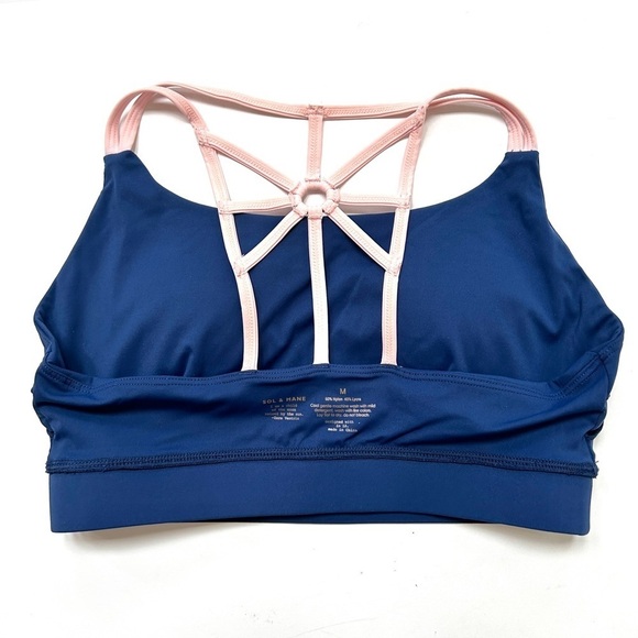 Sol & Mane Alexandria Strappy Two Tone Bra in Royal Blue & Blush, Size Medium - Picture 10 of 12